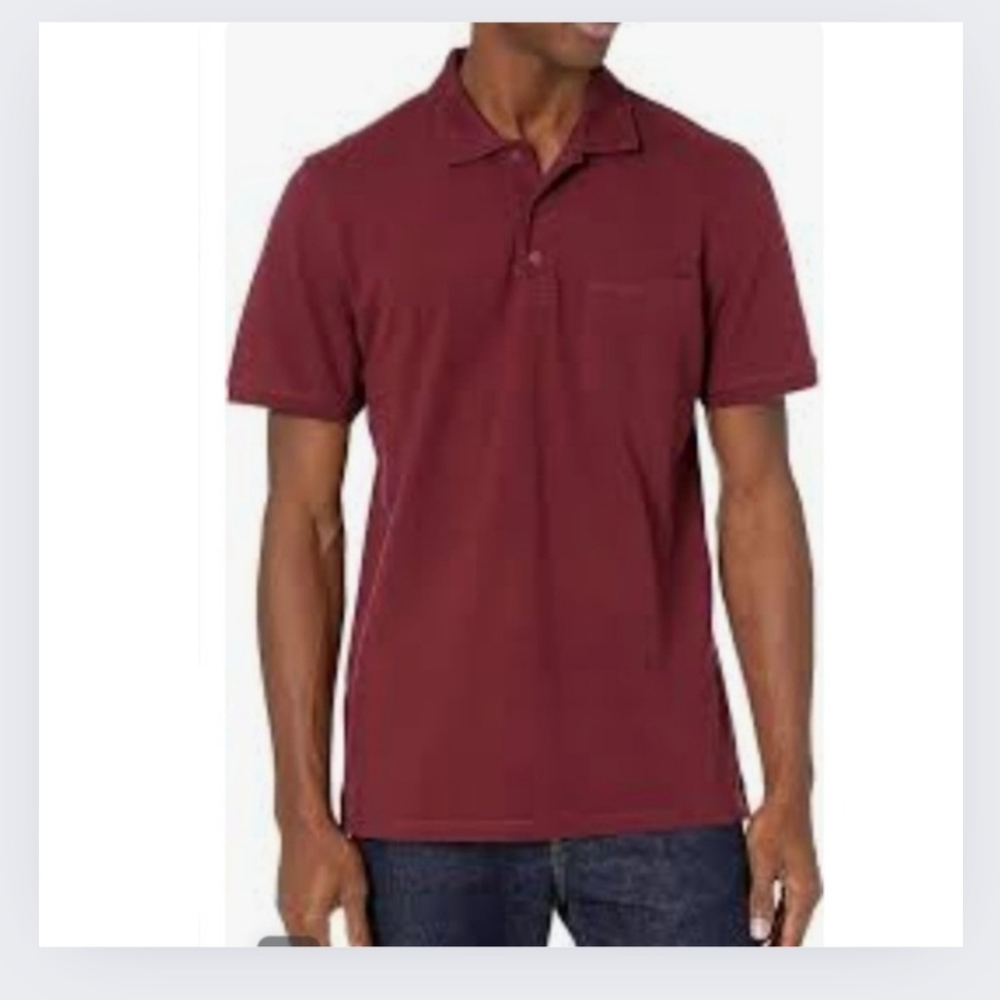 Goodthreads Polo Top Maroon Stretch Cotton Pique Collared Shirt Men's Large
